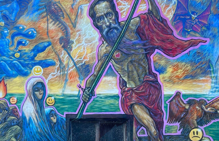 Dettaglio dell'opera di Toni Espinar a Monteflavio