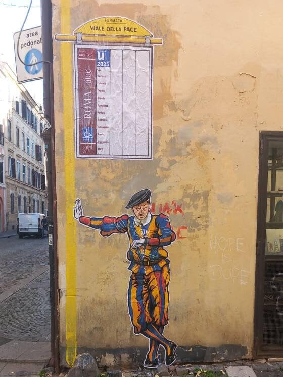 Nuovo murale di Maupal a Borgo Pio per il Giubileo 2025